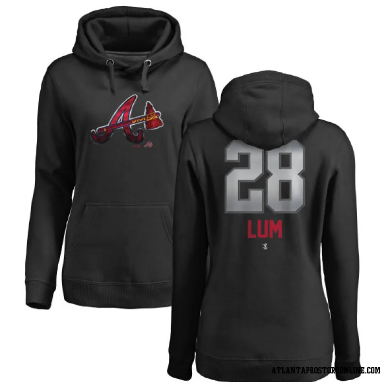 Black Women's Mike Lum Atlanta Braves Midnight Mascot Pullover Hoodie