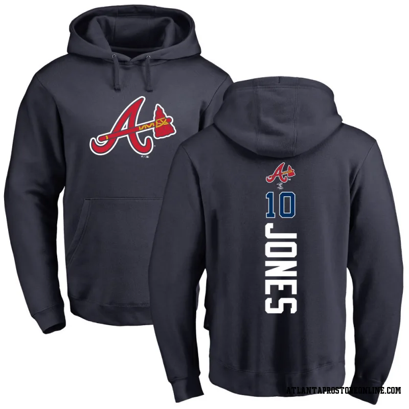 Navy Men's Chipper Jones Atlanta Braves Backer Pullover Hoodie