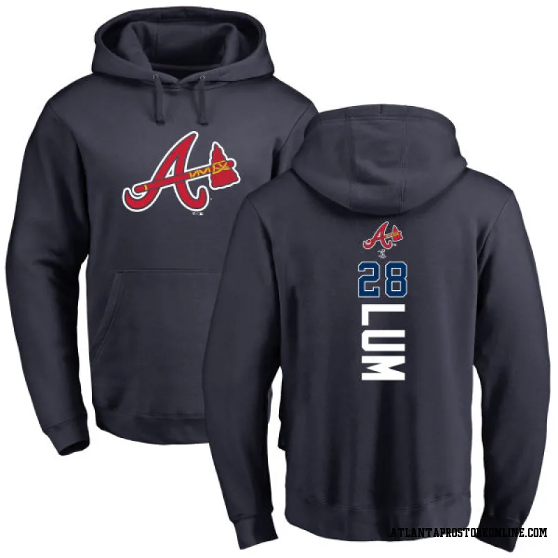 Navy Men's Mike Lum Atlanta Braves Backer Pullover Hoodie