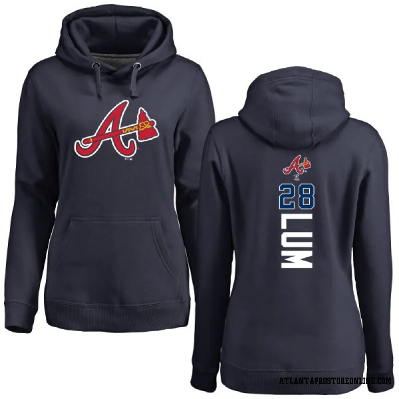 Navy Women's Mike Lum Atlanta Braves Backer Pullover Hoodie