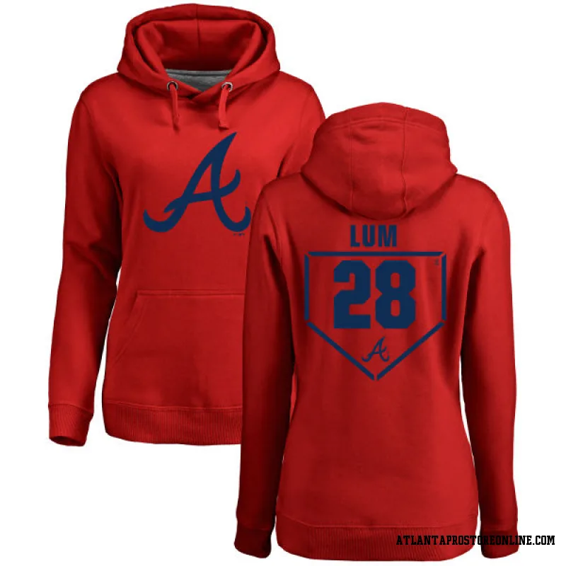 Red Women's Mike Lum Atlanta Braves RBI Pullover Hoodie