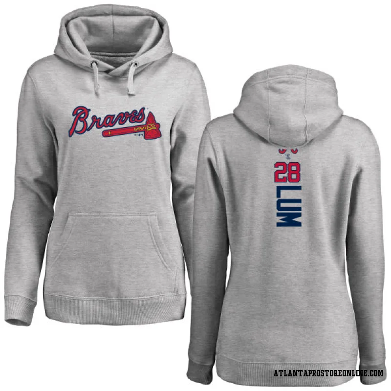 Women's Mike Lum Atlanta Braves Ash Backer Pullover Hoodie